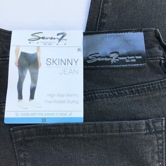 Seven7 Skinny Jeans Women Size 10 Black Denim High Rise Stretch NWT - Picture 2 of 9
